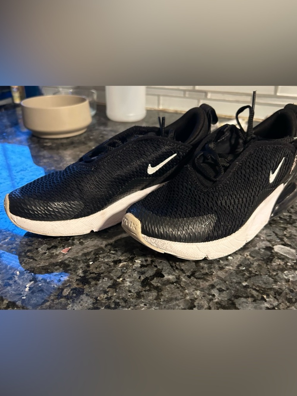 Nike Air Max 270 Kids Sneakers Black White Size 1.5Y